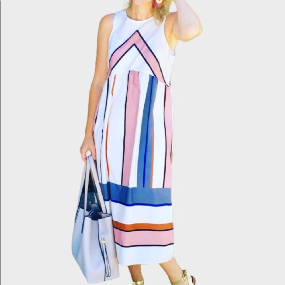 Unbranded sleeveless color block midi dress Size S
